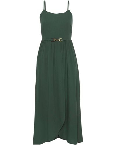 Lascana Midikleid mit Kettendetail in der Taille, leichtes Sommerkleid, Strandkleid - Grün