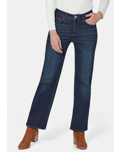 Goldner Bequeme Kurzgröße: Denim Jeans mit weitem Bein - Blau