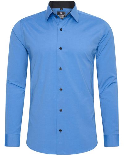 Rusty Neal Langarmhemd mit trendigem Farbkontrast - Blau