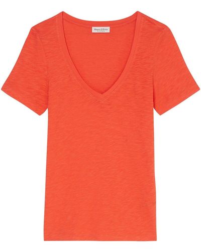 Marc O' Polo T-Shirt mit V-Ausschnitt - Orange