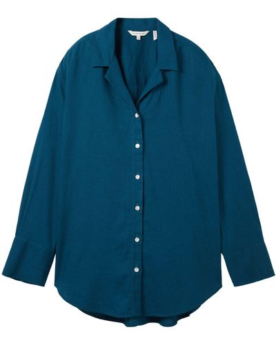 Tom Tailor Blusentop modern blouse with linen - Blau