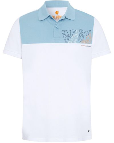 OKLAHOMA PREMIUM DENIM Poloshirt mit grafischem Print - Blau