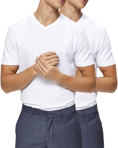 SELECTED T-Shirt (2er-Pack) Basic Doppelpack Shirts aus Bio Baumwolle - Weiß