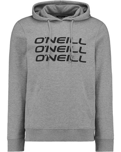 O'neill Sportswear Kapuzensweatshirt Tripple Stack Hoodie mit dreifachem Markenprint auf der Brust - Grau