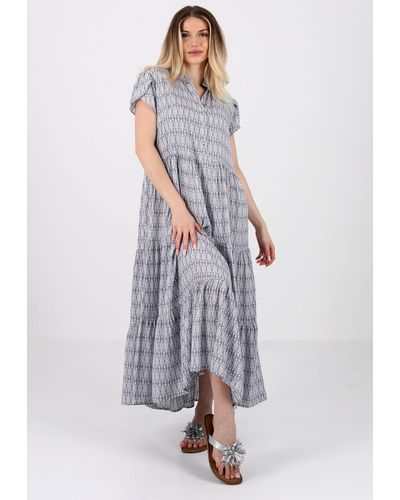 YC Fashion & Style Sommerkleid -Maxikleid aus Reiner Viskose – Sommerliche Eleganz Alloverdruck - Weiß