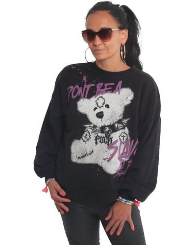 Yakuza Sweatshirt Teddy im Oversized Look - Schwarz