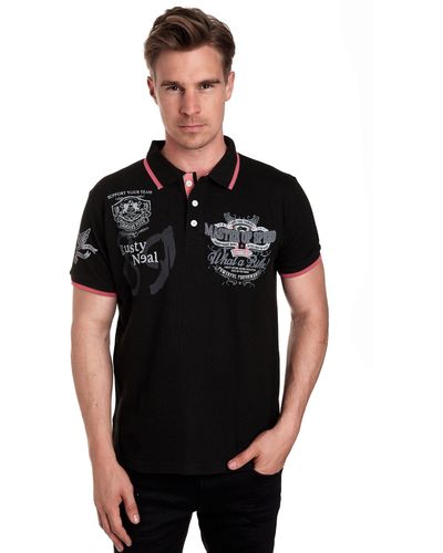 Rusty Neal Poloshirt mit stylischen Prints - Schwarz