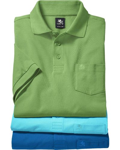 Otto Kern Poloshirt (Packung, 3er-Pack) aus reiner Baumwolle - Grün