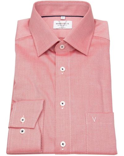 Marvelis Businesshemd Modern Fit leicht tailliert bügelfrei Kentkragen - Pink