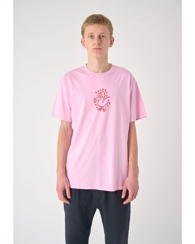 CLEPTOMANICX T-Shirt Sketch Type mit tollem Frontprint - Pink