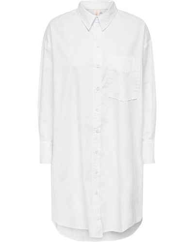 ONLY Blusenshirt Extra Lange Hemd Bluse Langarm Shirt Business Tunika ONLMATHILDE 4759 in Weiß