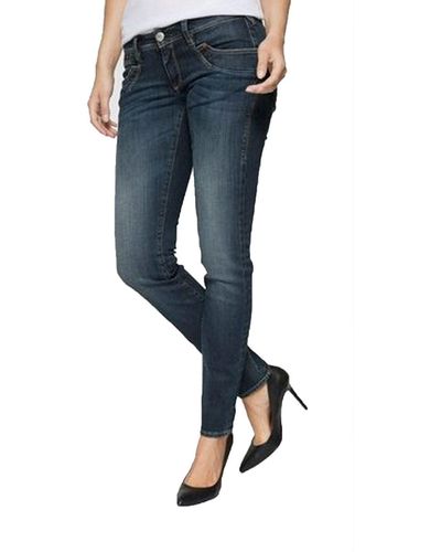 Herrlicher Regular-- Piper Slim Fit- stylische Jeans mit zerrissenen Details Freizeit-Hose Dunkelblau