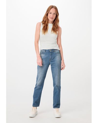 HESSNATUR 5-Pocket-Jeans Bea High Rise Straight Cropped aus reinem (1-tlg) - Blau