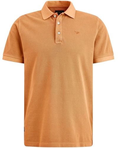 PME LEGEND T-Shirt Short sleeve polo Pique garment dy - Orange