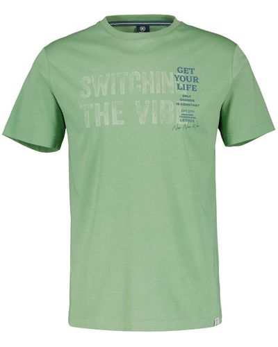 Lerros Unifarbenes T-Shirt für mit Brustprint - Grün