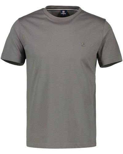 Lerros Unifarbenes Basic T-Shirt mit Logostitch - Grau