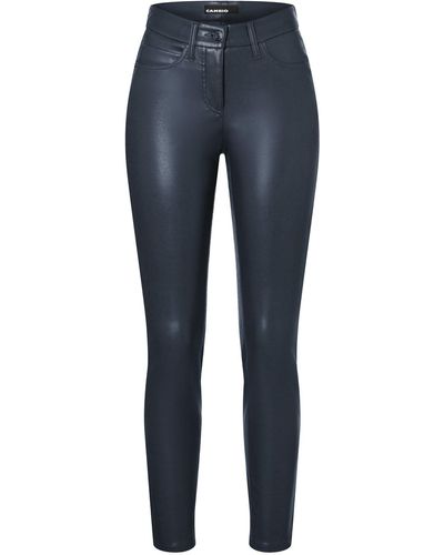 Cambio Slim-fit-Jeans Hose RAY in Lederoptik - Blau