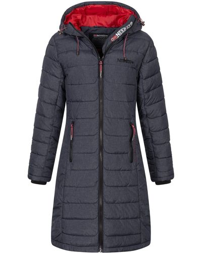 GEOGRAPHICAL NORWAY Steppmantel Winter Jacke Stepp Mantel Lange Steppjacke Wintermantel parka - Blau