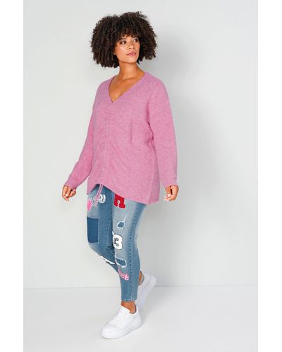 Angel of Style Strickpullover Pullover mit Raffung im Vorderteil - Pink