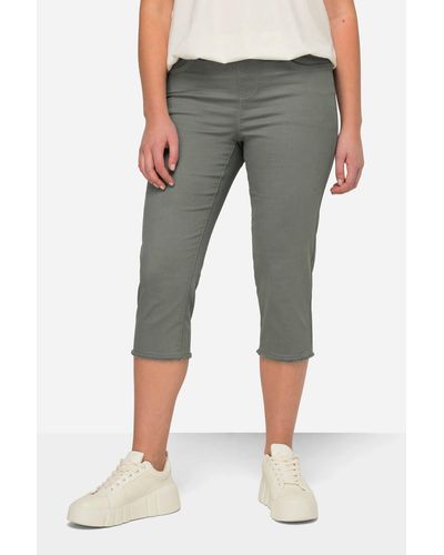 Laurasøn Funktionshose Caprihose Jeggings Fransensaum Elastikbund - Grau