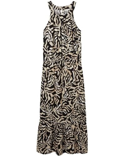 Tom Tailor Sommerkleid printed maxi dress, black cut palmtree design - Weiß