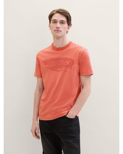 Tom Tailor T-Shirt mit Textprint - Rot