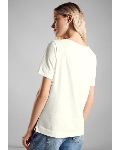 Street One T-Shirt mit Seitlichen Einschlitzen am Saum - Weiß