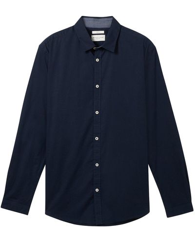 Tom Tailor Hemd Langarmhemd (1-tlg) - Blau