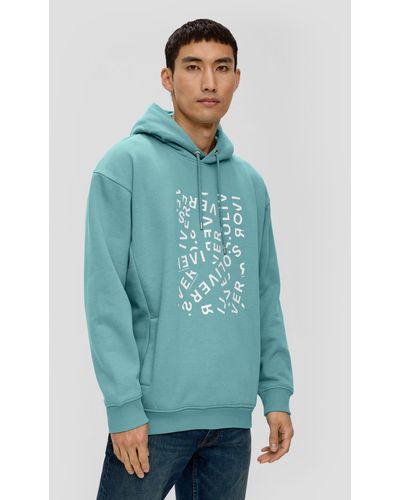 S.oliver Sweatshirt Kapuzensweater mit Frontprint - Blau