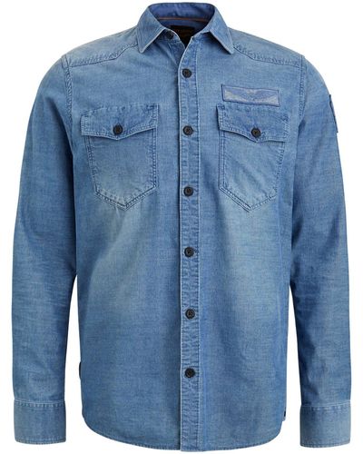 PME LEGEND T- Long Sleeve Shirt Indigo Corduroy - Blau