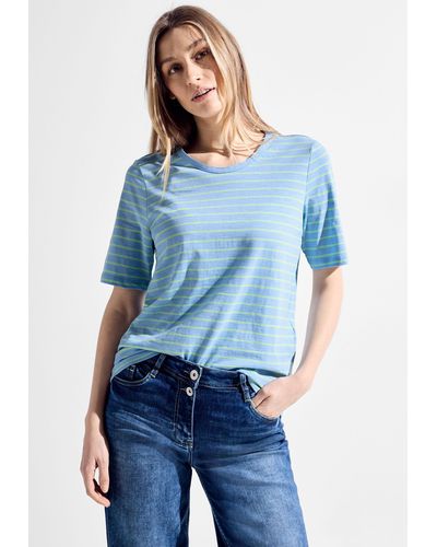 Cecil T-Shirt mit Rundhalsausschnitt - Blau