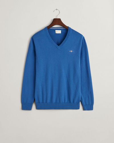 GANT Sweatshirt CLASSIC COTTON V-NECK, RICH BLUE - Blau