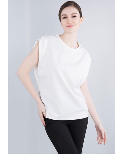 Imperial T- Ärmelloses "Punto Milano" Shirt mit eingeschlagen Armlochdetail - Weiß