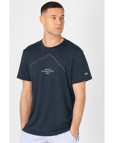 Super.natural Print- T-Shirt M ZUGSPITZ TEE feinster Merino-Materialmix - Blau