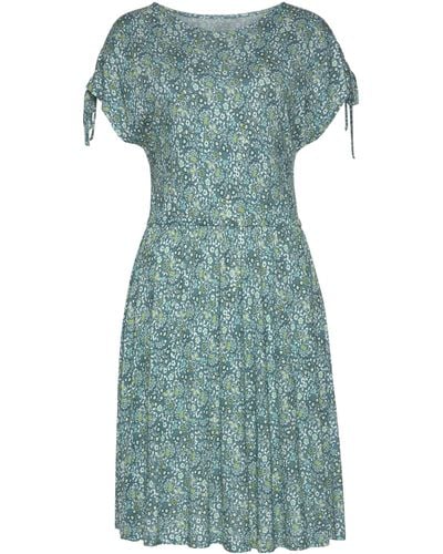vivance active Jerseykleid mit Blümchendruck, lockeres Sommerkleid, Strandkleid - Blau