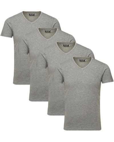 Jack & Jones T-Shirt (Spar Set, 4er-Pack) Basic Shirts, mit V-Ausschnitt - Grau