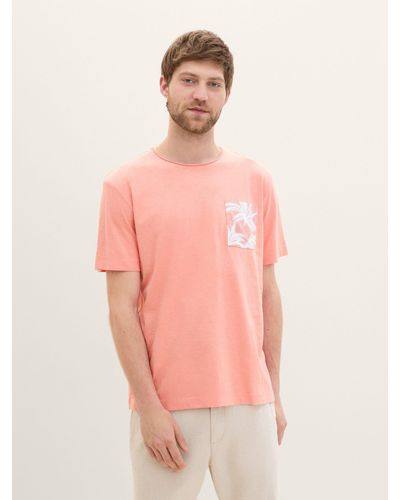 Tom Tailor Strukturiertes T-Shirt mit Bio-Baumwolle - Pink