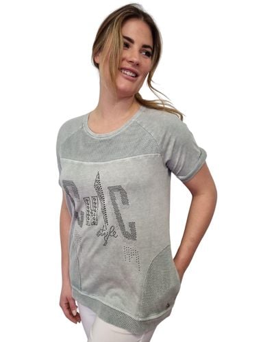 Gio Milano T-Shirt im Wash-Out-Effect mit Strassbesatz - Mehrfarbig