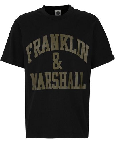 Franklin & Marshall T-Shirt mit gummierten Logoprint aus reiner Baumwolle - Schwarz