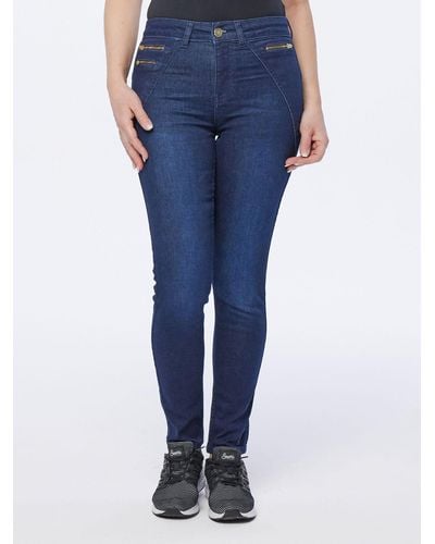 Sarah Kern Skinny-fit-Jeans Röhren-Denim figurbetont mit Schmuckdetail - Blau
