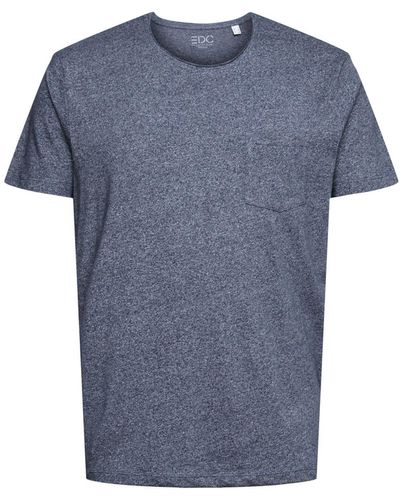 Edc By Esprit Recycelt: meliertes Jersey-T-Shirt (1-tlg) - Blau