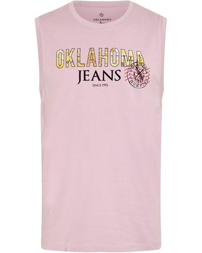 Oklahoma Jeans Tanktop mit Label-Print - Pink
