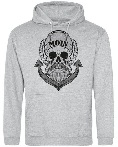 Youth Designz Kapuzenpullover Moin Anker Skull Hoodie Pullover mit modischem Spruch Print - Grau