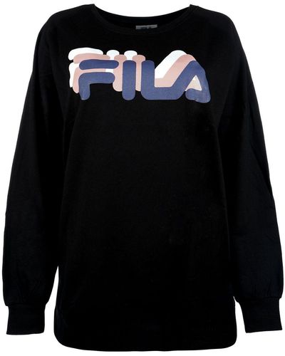 Fila Longpullover Homewearpullover mit 3-farbigem Logoprint vorn - Schwarz