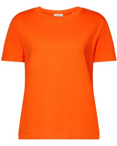 Esprit Baumwoll-T-Shirt mit Rundhalsausschnitt (1-tlg) - Orange