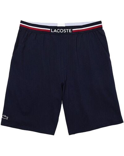 Lacoste Pyjamashorts Sleepwear kurze Loungewear-Hose mit Trikolor Bund (1-tlg) Jersey - Blau