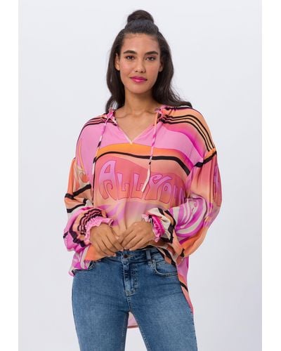 Tuzzi Klassische Bluse mit Rüschen am Kragen - Pink