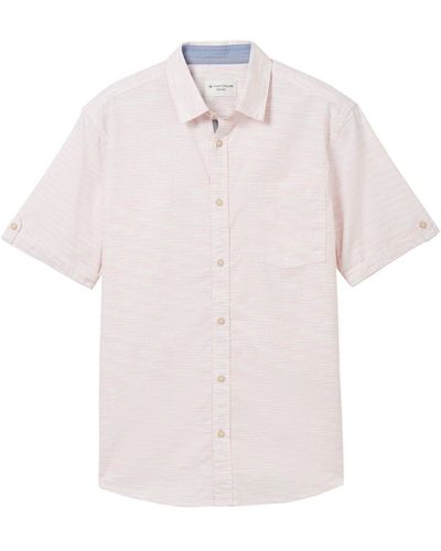 Tom Tailor Kurzarmshirt structured shirt - Pink