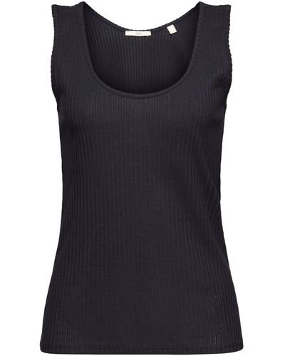Edc By Esprit T-Shirt Top mit Pointelle-Muster (1-tlg) - Schwarz