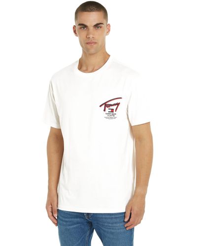 Tommy Hilfiger T-Shirt TJM REG 3D STREET SIGNTR TEE EXT mit Print auf dem Rücken - Weiß